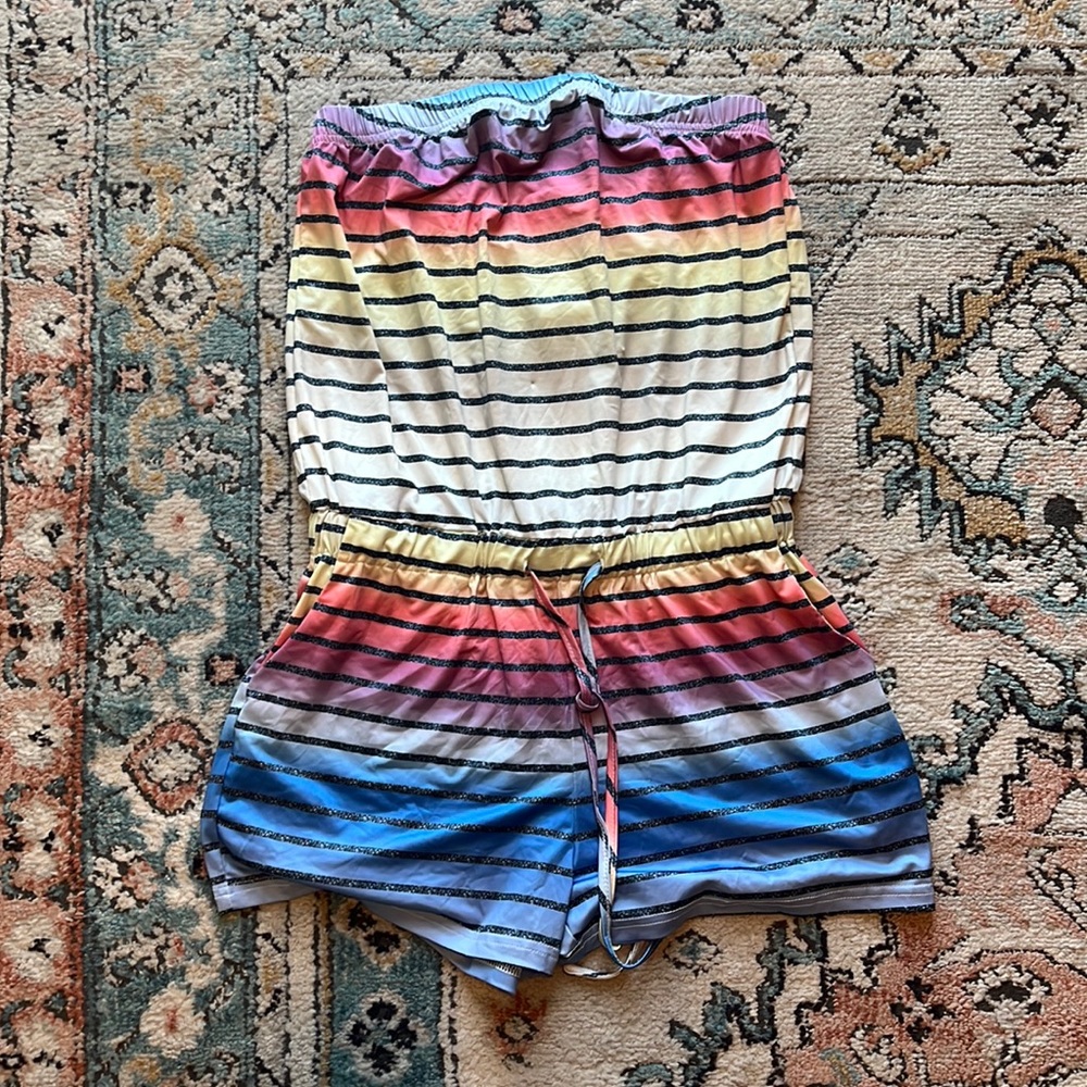 Rainbow romper.